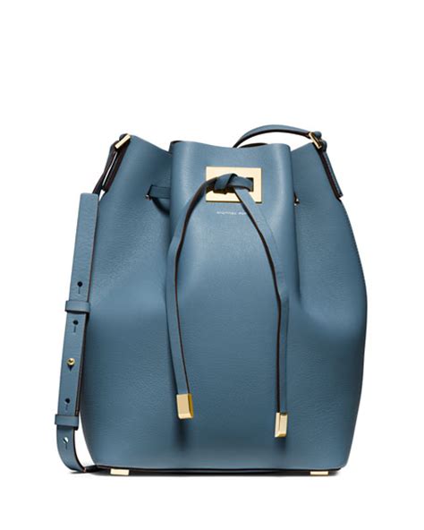 Michael Kors Miranda Medium Leather Bucket Bag In Cornflower